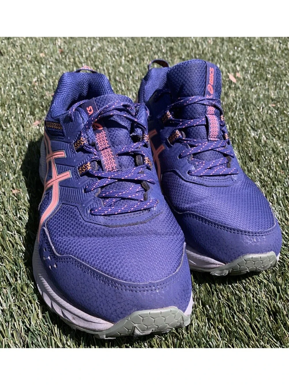 Asics GEL-Venture 9 Womens Sz 8 Wide Indigo Blue Papaya Trail Running Shoes